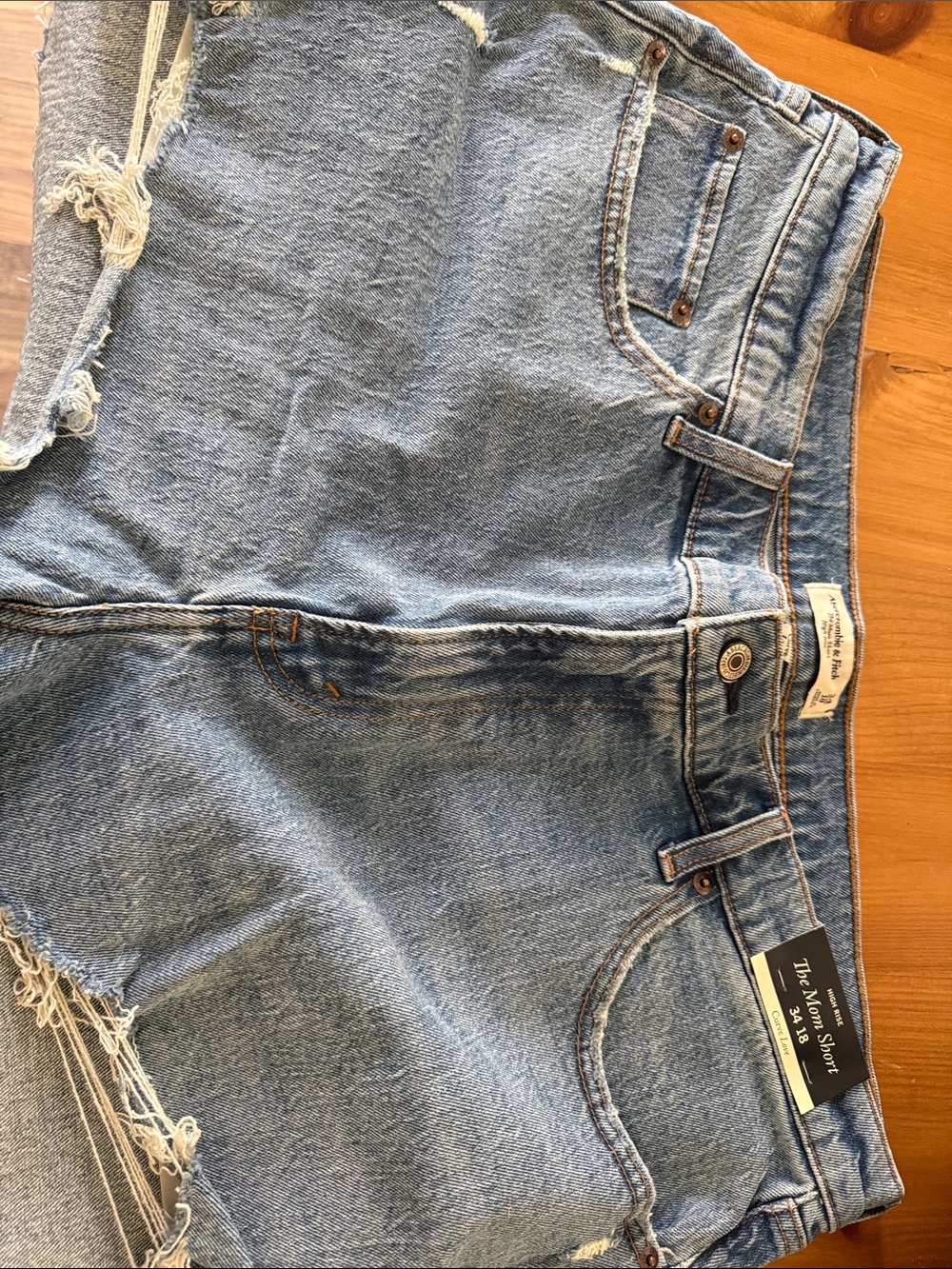 Abercrombie & Fitch Light Blue Distressed Jean Shorts